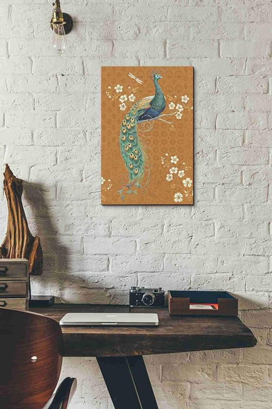 Epic Graffiti 'Ornate Peacock IX Spice' by Daphne Brissonet, Canvas Wall Art, 12"x18"