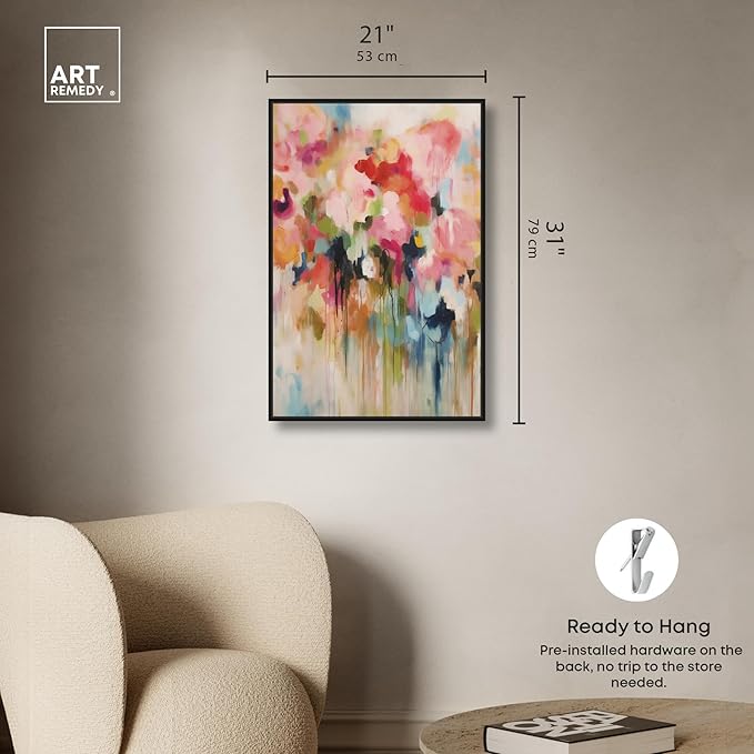 Art Remedy Soft Lush Pastel Canvas New Floral Wall Art, Black Frame, 20" x 30"