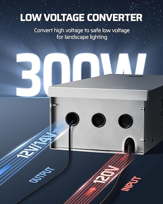 DEWENWILS 300W Wi-Fi Low Voltage Landscape Transformer with 3 Zones, 2.4Ghz Smart Low Voltage Transformer for Outdoor Lights, 120V AC to 12V/14V AC, Compatible with Alexa & Google Assistant