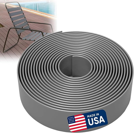 2 Inch Wide, 20ft Long Vinyl Strap - Replacement Straps for Patio Chairs - Vinyl Strapping for Patio Furniture Repair - Durable Seat Repair Kit for Lawn Chairs, Outdoor Furniture (Gray)
