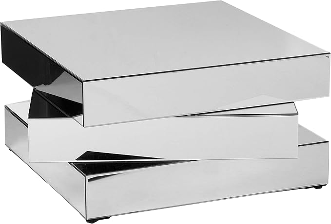 Meridian Furniture Haven Collection Modern Contemporary Mirrored Coffee Table Featuring a Bold Geometric Design, 39.5" W x 39.5" D x 18.5" H