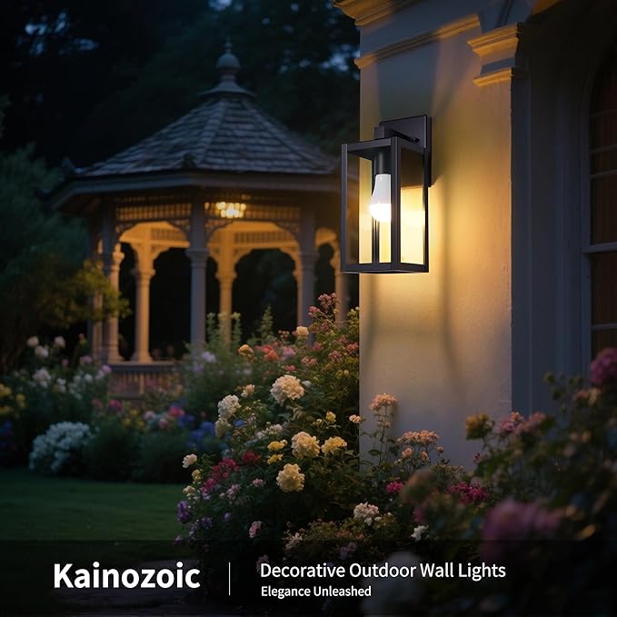 Outdoor Wall Light with Smart Bulb Exterior Lighting Fixtures Waterproof Porch Lights Outdoor Anti-Rust Wall Lantern with Clear Glass Outside Lights for House Front Door Sconce Light