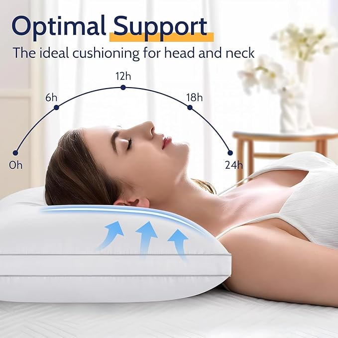 ROUMEA Pillows Standard Size Set of 4,Gusseted Bed Pillows 4 Pack, Luxury Hotel Quality, Supportive Standard Pillows with Soft Down Alternative for Back Stomach Side Sleepers, Machine Washable