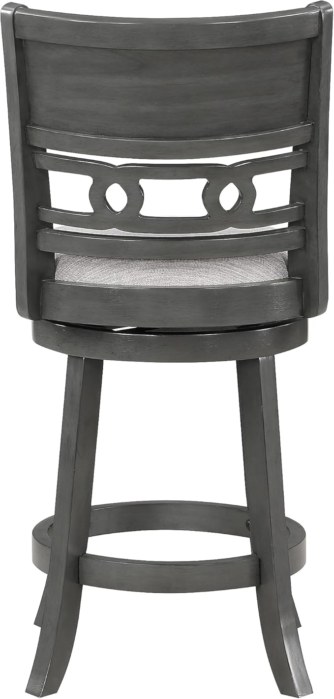 New Classic Home Furnishings Gia 24" Swivel Counter Stool-Gray W/Gray Fabric Seat