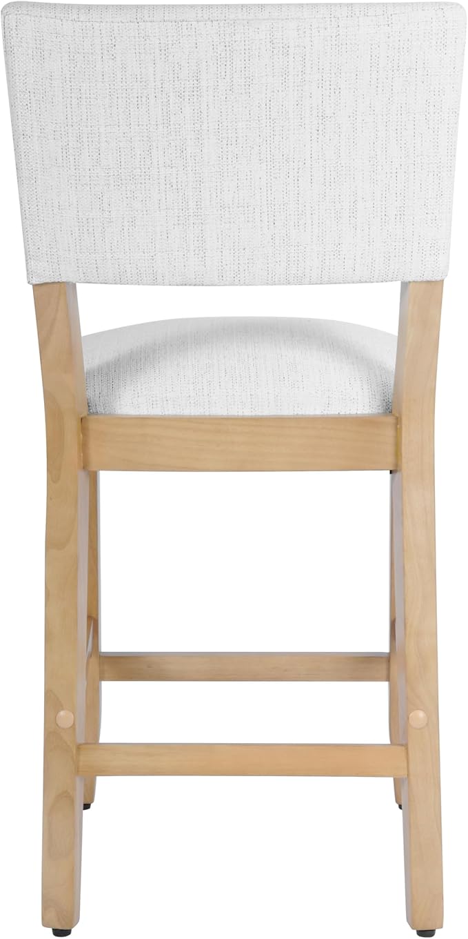 HomePop 24" Open Back Counter Stool|HomePop Home Décor|Fabric Chairs for Dining Room, Kitchen and Living Room - Stain Resistant White Woven(Single Pack)