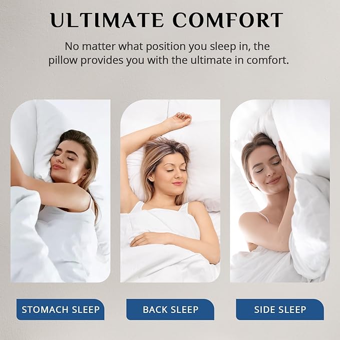 JOLLYVOGUE Pillows King Size Set of 1, Washable Supportive Single Bed Pillow with Super Soft Down Alternative Fill, Luxury Fluffy Hotel Quality for Side, Back, and Stomach Sleepers