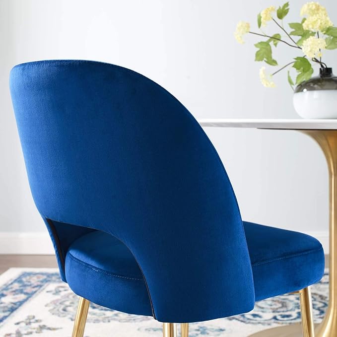 Modway Rouse Performance Velvet Dining Side Chair in Navy