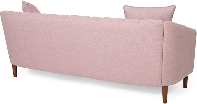 Christopher Knight Home Susan Fabric 3 Seater Sofa, Light Blush + Dark Brown