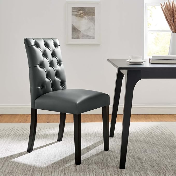 Modway EEI-3472-GRY Duchess Dining Chair Vinyl Set of 2, Gray