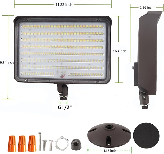2Pack Dusk to Dawn Outdoor 150W LED Flood Light with Knuckle & Plate Mount, 3000K/4000K/5000K Color Selectable, ETL Commercial LED Security Lighting