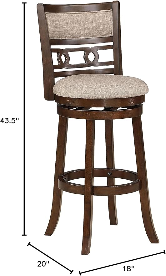 New Classic Home Furnishings Gia 29" Swivel Barstool-Cherry W/Brown Fabric Seat