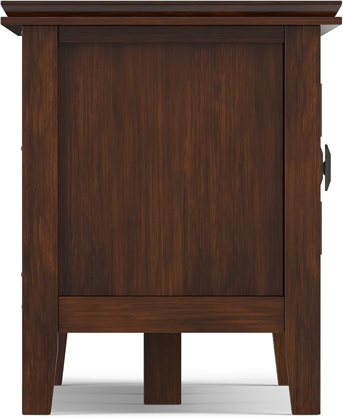SIMPLIHOME Artisan TV Stand - 72 inch Wide Solid Wood Low Media Console in Russet Brown, Transitional Entertainment Center for Living Room for TVs up to 80 Inches with Shelves and Cable Management