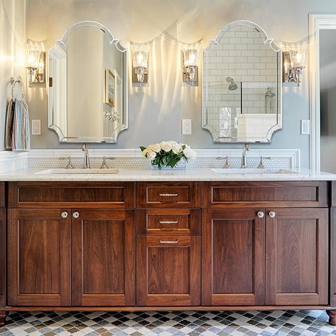 Chende 32" X 47" Large Arched Wall Mirror Above Sink, Elegant Living Room Decorative Mirror with Glass Beveled Frame for Bathroom, Entryway, Bedroom, Fireplace, Nightstand