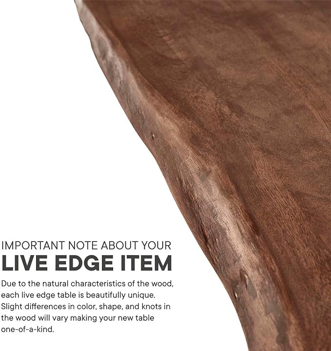 Modway Ardor 74" Live Edge Acacia Wood Rectangular Dining Table in Gold Walnut