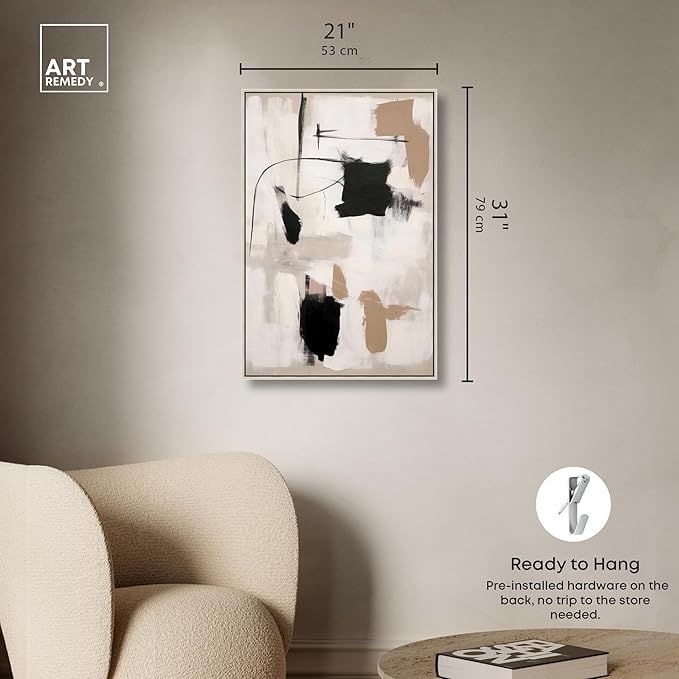 Art Remedy Strings in Abstraction Canvas Muted Abstract Wall Art, Silver Frame, 20" x 30"