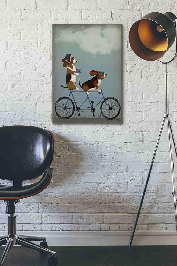 Epic Graffiti 'Basset Hound Tandem' by Fab Funky Canvas Wall Art, 18"x26"