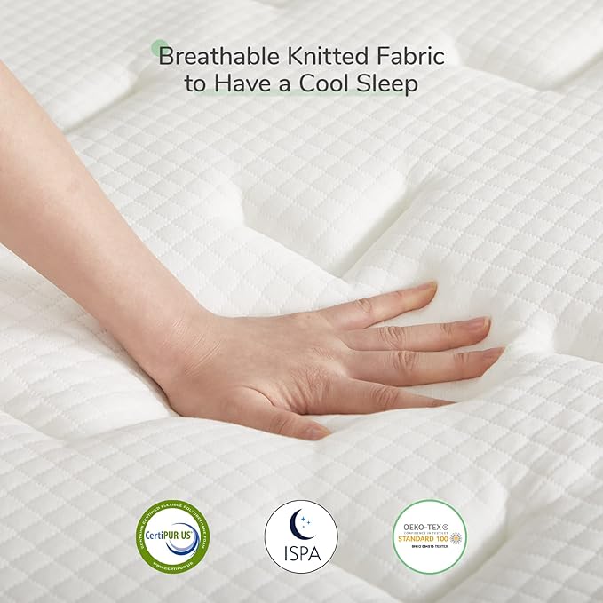 Novilla King Size Mattress, 10 Inch Hybrid Mattress in a Box, Individually Wrapped Pocket Coils Innerspring Mattresses for Motion Isolation, Supportive with Medium Firm Feel, Groove