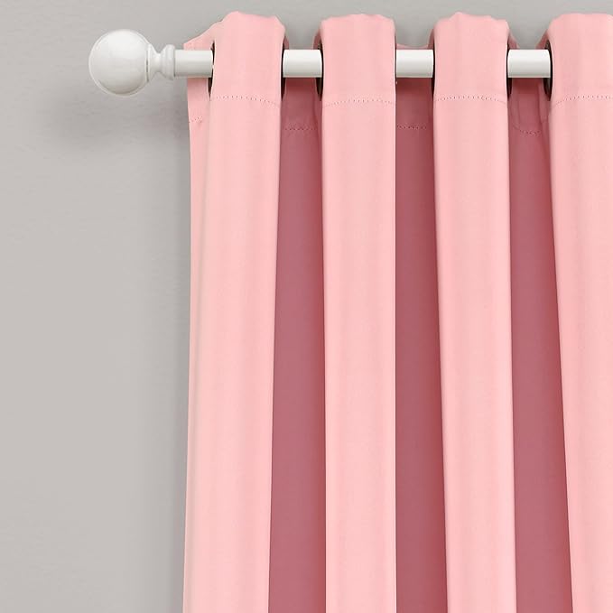 Lush Decor Insulated Grommet Blackout Window Curtain Panels, Pair, 52" W x 84" L, Fairytale Pink - Classic Modern Design - Chic Window Decor - Long Curtains For Living Room, Bedroom, Or Dining Room