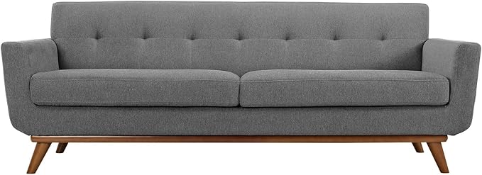 Modway Engage Mid-Century Modern Upholstered Fabric Sofa in Expectation Gray