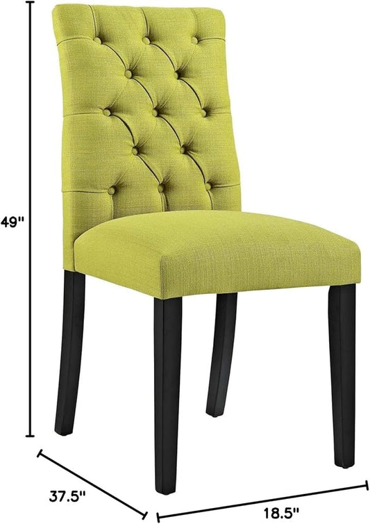 Modway Duchess Modern Tufted Button Upholstered Fabric Parsons Two Dining Chairs in Wheatgrass