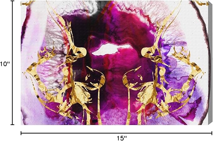 The Oliver Gal Artist Co. Abstract Wall Art Canvas Prints 'Smoking Agate' Home Décor, 15 in x 10 in, Purple, Gold
