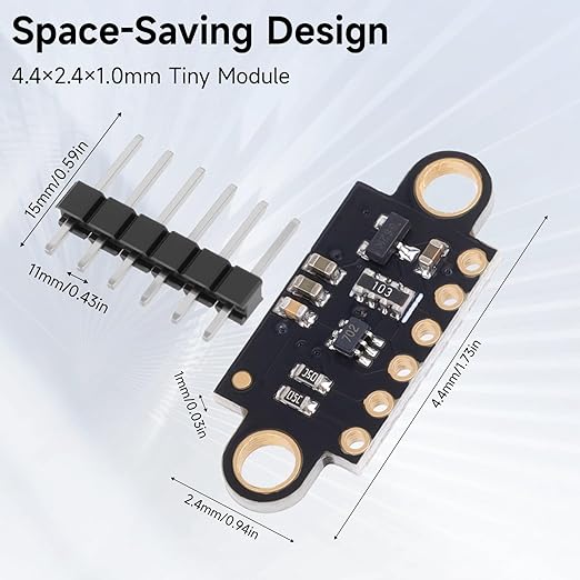 5 Pcs VL53L0X Lidar Sensor 2m Range High Precision Single-Point Distance Sensor Compact Lightweight ToF Module with I2C Interface for Arduino Raspberry Pi Robot IoT Projects Smart Homes GY-VL53L0XV2