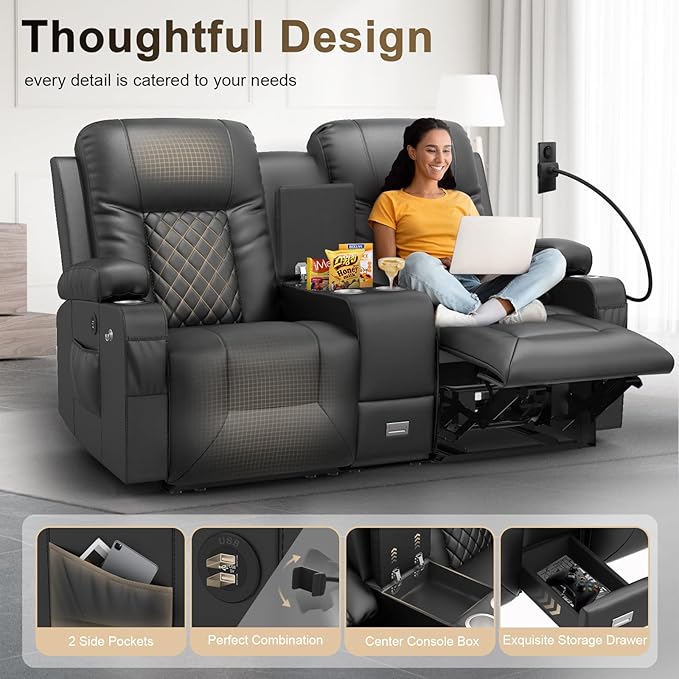YONISEE Living Room Furniture Set, Loveseat Recliner and 2PC Massage Recliner Chair, Luxury Reclining Sofa 3PC Set for Living Room (2+1+1)