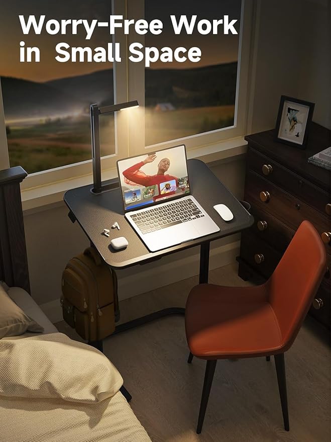 SAIJI XXL Extra Large TV Tray Table，Height & Tilt Adjustable Heavy Duty TV Trays for Eating, Working, Writing,Drawing, Recliner Table Couch Desk with LED Light, Cup Holder, Bookstand