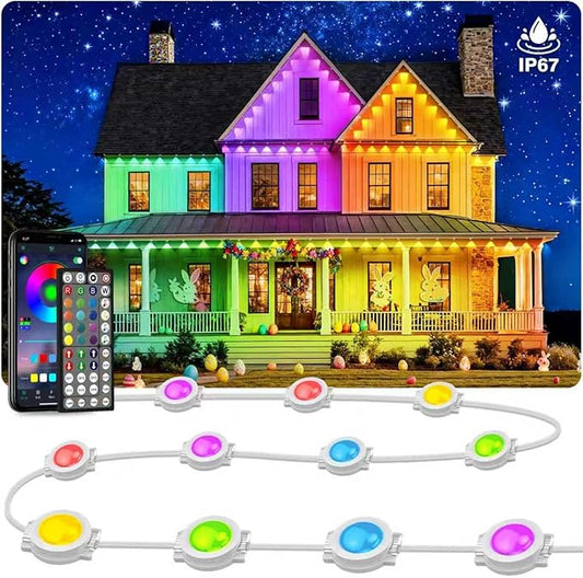 Permanent Outdoor Lights,190FT RGB Eave Light,IP67 Waterproof Lighting for House,Smart LED with App/Remote Control for Outdoor Decor,Garden Decor,Party,Holiday