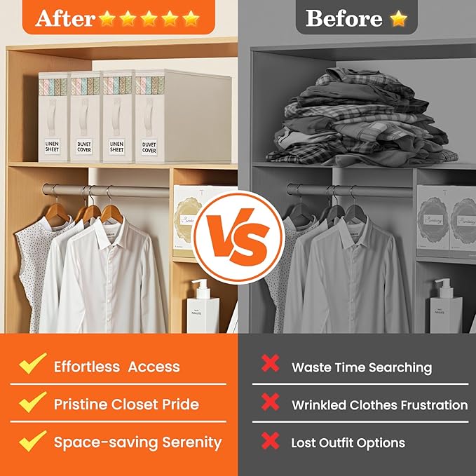 WOWBOX Sheet Organizers and Storage,Closet Bed Sheet Organizer Under Bed Storage and Organization with Label Cards & Clear Window for Bedding Sheets,Duvet Covers,Blankets (3 Pack，Beige)