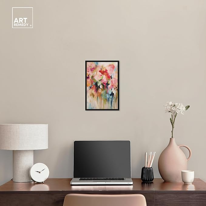 Art Remedy Soft Lush Pastel Canvas New Floral Wall Art, Black Frame, 10" x 15"