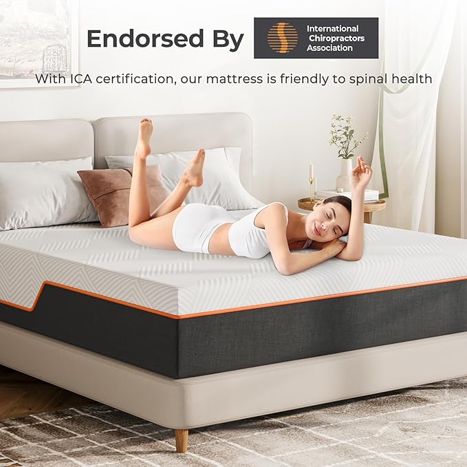 Vesgantti King Mattress, 14 Inch Gel Memory Foam Mattress King Size with Comfort Foam for Pressure Relief & Cool Sleep & Body Support, Made in USA, Medium Feel Bed in a Box, White