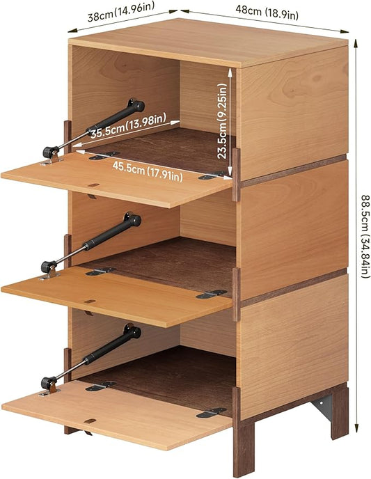 Sebastack Sideboard, Buffet Cabinet with 3 Storage Drawers, Easy Assembly Coffee Bar Wood Buffet Table for Kitchen, Dining Room, Office, Basswood and Beech Color Combo (1 pcs)