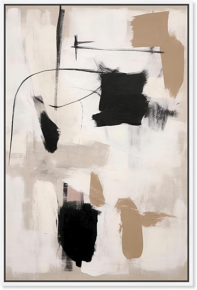 Art Remedy Strings in Abstraction Canvas Muted Abstract Wall Art, White Frame, 30" x 45"