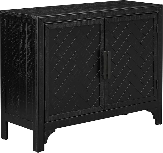 Ball & Cast 40" Farmhouse 2-Doors Storage Sideboard Buffet Cabinet w/Adjustable Shelves & Pattern Door, Wood Decorative Coffee Accent Cabinet Console Table for Entryway Kitchen Dining, Antique Black