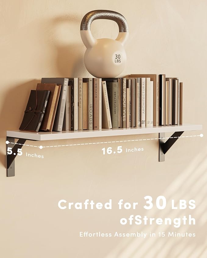 Floating Shelves for Wall, Wall Mount Book Shelf, Hanging Shelves, Wall Bookshelf for Bedroom, Office, Living Room