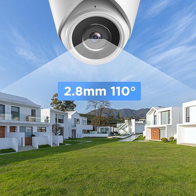 5MP Turret PoE Camera Outdoor/Indoor, UltraHD Wired Home Surveillance Security IP Camera PoE with Built-in Mic, AI Human Detection, 110° Wide Angle, IP67 100ft IR Night Vision, PD93A-5M