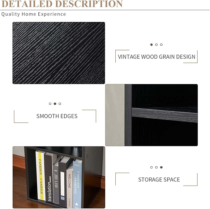 71.5" Tall Bookshelves and Bookcases Set of 2, 6 Tier Display Storage Shelves Home Decor Furniture for Home Office, Living Room, Bed Room (Black, 11.8" Narrow)