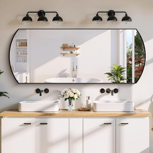 Bathroom Mirror, 24x60 Inch Black Oval Wall Mounted Mirror with Thin Metal Frame, Large Modern Bathroom Vanity Mirrors for Over Sink, Entryway, Living Room, Bedroom