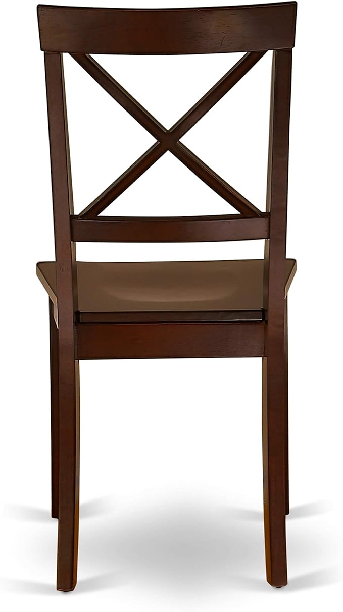 East West Furniture ANBO5-MAH-W 5 Piece Dinette Set for 4 Includes a Round Kitchen Table with Pedestal and 4 Dining Room Chairs, 36x36 Inch, Mahogany