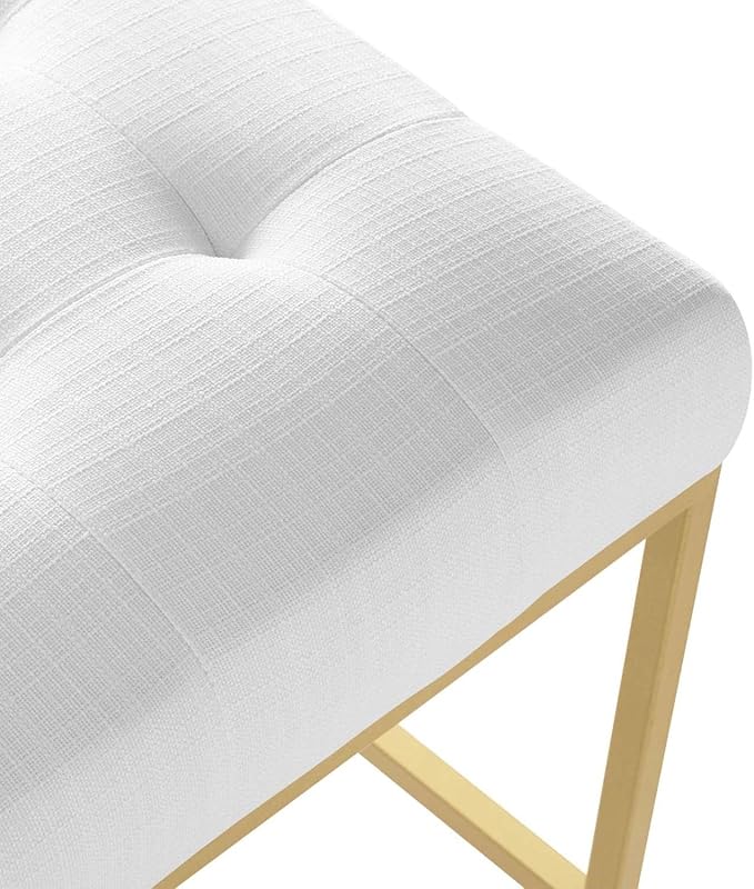 Modway Privy Stainless Steel Upholstered Fabric Bar Stool, Gold White