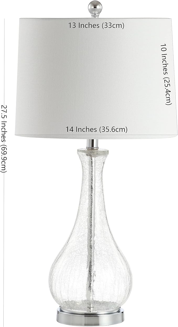 SAFAVIEH Lighting Collection – Finnley Modern Clear Glass 28-Inch Table Lamp, LED Bulb Included, Bedroom Living Room Home Office Nightstand Desk (TBL4206A)