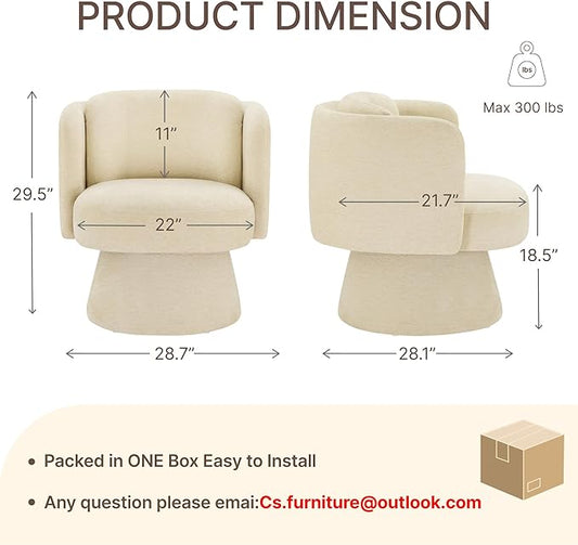 Swivel Barrel Chair Set of 2,360° Accent Chairs with Round Backrest,Upholstered Lounge Chair for Vanity,Living Room,Bedroom,Reading Nook,Sand