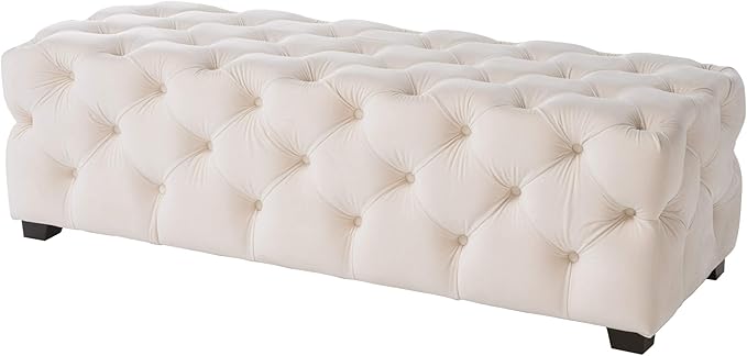 Christopher Knight Home Morris Fully Tufted Rectangular Ottoman, Ivory