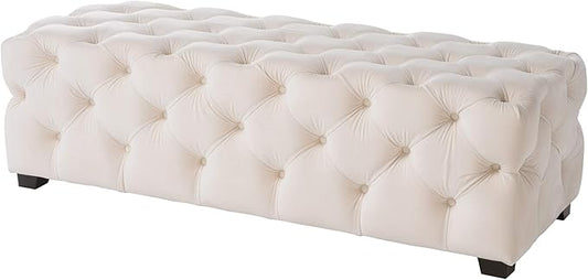 Christopher Knight Home Morris Fully Tufted Rectangular Ottoman, Ivory