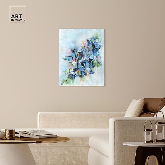 Art Remedy Poesy Canvas Modern Blue Abstract Wall Art, Gallery Wrapped, 30" x 36"