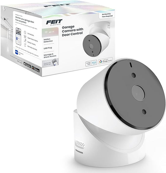 Feit Electric Smart Garage Door Camera, 2-Way Audio, Live Streaming, Human Motion Detection, 24/7 Recording, Infrared Night Vision, Remote Closure & Alerts, Alexa/Google Asst Compatible, CAM/GAR/WiFi