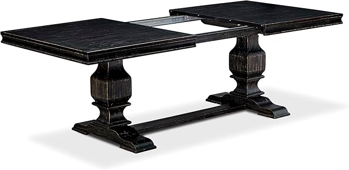 LKT-SBB-TP - A Wooden Dining Table with Removable Rectangular Tabletop - Sand Blasting Black Finish