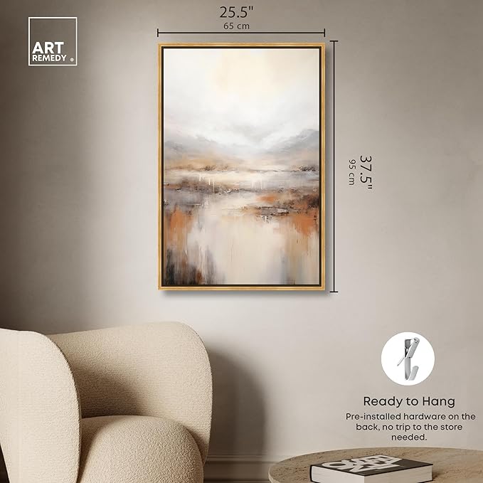 Art Remedy Natural Cascades Canvas Muted Abstract Wall Art, Gold Frame, 24" x 36"