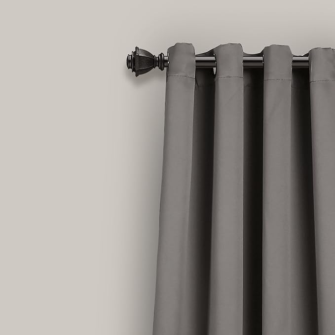 Lush Decor Insulated Grommet Blackout Window Curtain Panels, Pair, 52" W x 108" L, Dark Gray - Classic Modern Design - Chic Window Decor - Long Curtains For Living Room, Bedroom, Or Dining Room